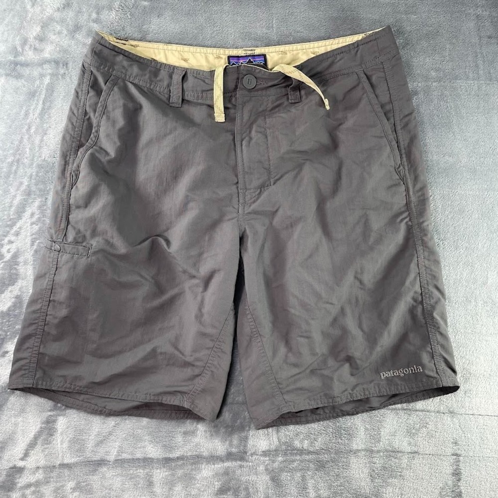 Patagonia‎ Shorts Mens 32 Gray Wavefarer Walk Shorts Drawstring Beach Casual